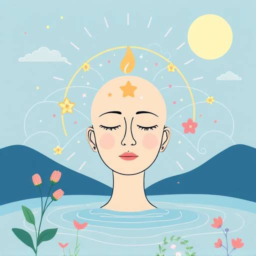 Illustration of a peaceful mind surrounded by calming elements
