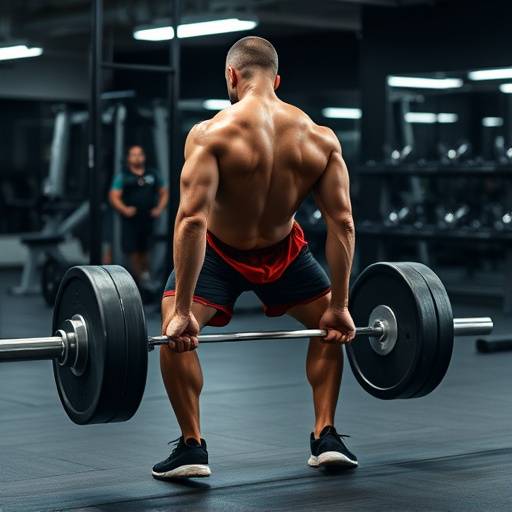 Person doing deadlifts, demonstrating proper lifting posture